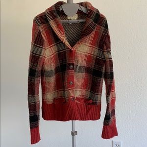 Plaid button down sweater